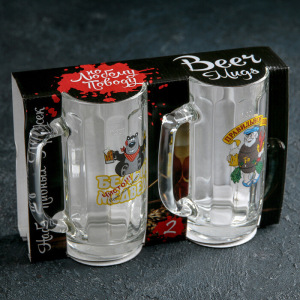 Набор пивных кружек «Приколисты», 2 шт, 330 мл, в подарочной упаковке, рисунок МИКС Набор пивных кружек «Приколисты», 2 шт, 330 мл, в подарочной упаковке, рисунок МИКС
