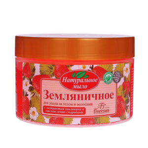 Натуральное мыло для ухода за телом и волосами "Земляничное" 450 мл Натуральное мыло для ухода за телом и волосами "Земляничное" 450 мл