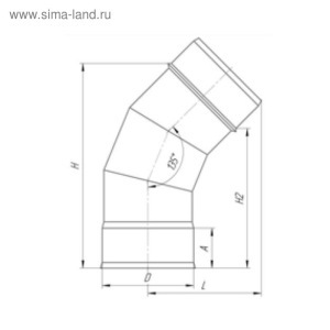 Отвод 135°, d 150 мм, нержавейка 1.0 мм Отвод 135°, d 150 мм, нержавейка 1.0 мм
