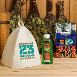 Подарочный набор "Добропаровъ, с 23 февраля": шапка "23 февраля" и шампунь Подарочный набор "Добропаровъ, с 23 февраля": шапка "23 февраля" и шампунь