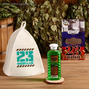 Подарочный набор "Добропаровъ, с 23 февраля": шапка "23 февраля" и шампунь Подарочный набор "Добропаровъ, с 23 февраля": шапка "23 февраля" и шампунь