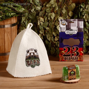Подарочный набор "Добропаровъ, с 23 февраля": шапка "Царь (медведь)" и мыло натуральное Подарочный набор "Добропаровъ, с 23 февраля": шапка "Царь (медведь)" и мыло натуральное
