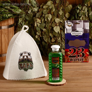 Подарочный набор "Добропаровъ, с 23 февраля": шапка "Царь (медведь)" и шампунь Подарочный набор "Добропаровъ, с 23 февраля": шапка "Царь (медведь)" и шампунь