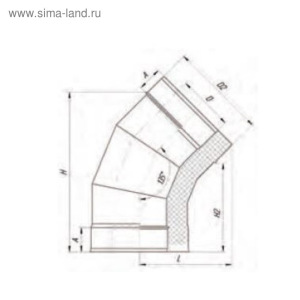 Сэндвич-отвод 135°, d 130 × 200 мм, нерж/оцинк, 0.5 мм/0.5 мм Сэндвич-отвод 135°, d 130 × 200 мм, нерж/оцинк, 0.5 мм/0.5 мм