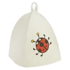 Шапка для бани с детской термопечатью "Божья коровка" Шапка для бани с детской термопечатью "Божья коровка"