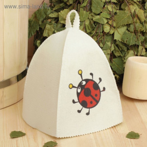 Шапка для бани с детской термопечатью "Божья коровка" Шапка для бани с детской термопечатью "Божья коровка"