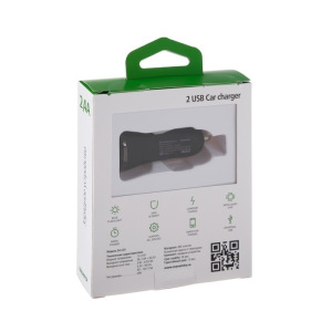 Автомобильное зарядное устройство Maverick, 2 USB, 2.4A, быстрый заряд QC 3.0, черное Автомобильное зарядное устройство Maverick, 2 USB, 2.4A, быстрый заряд QC 3.0, черное