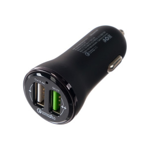 Автомобильное зарядное устройство Maverick, 2 USB, 2.4A, быстрый заряд QC 3.0, черное Автомобильное зарядное устройство Maverick, 2 USB, 2.4A, быстрый заряд QC 3.0, черное