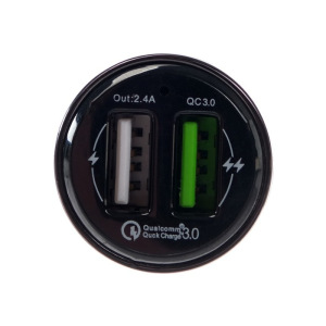 Автомобильное зарядное устройство Maverick, 2 USB, 2.4A, быстрый заряд QC 3.0, черное Автомобильное зарядное устройство Maverick, 2 USB, 2.4A, быстрый заряд QC 3.0, черное