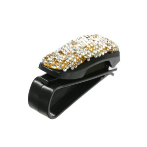 Держатель очков зажим с серебряными стразами, чёрный Держатель очков зажим с серебряными стразами, чёрный