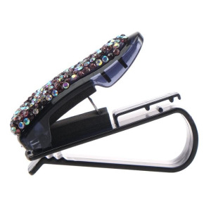 Держатель очков зажим с светло-розовыми стразами, чёрный Держатель очков зажим с светло-розовыми стразами, чёрный