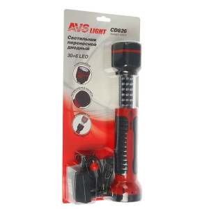 Фонарь переносной AVS CD826, 30LED+6LED, 220/12В Фонарь переносной AVS CD826, 30LED+6LED, 220/12В