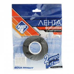 Лента клеящая двусторонняя Nova Bright, на вспененной основе, 12 мм х 2 м Лента клеящая двусторонняя Nova Bright, на вспененной основе, 12 мм х 2 м