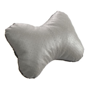 Подушка автомобильная косточка, на подголовник, экокожа перфорированная, серый 16х24 см Подушка автомобильная косточка, на подголовник, экокожа перфорированная, серый 16х24 см