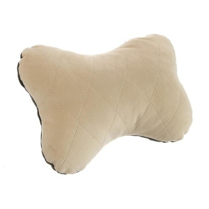 Подушка автомобильная косточка, на подголовник, велюр, бежевый, ромб, 16х24 см Подушка автомобильная косточка, на подголовник, велюр, бежевый, ромб, 16х24 см