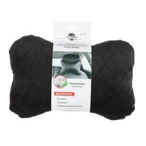 Подушка автомобильная косточка, на подголовник, велюр, черный, ромб, 16х24 см Подушка автомобильная косточка, на подголовник, велюр, черный, ромб, 16х24 см