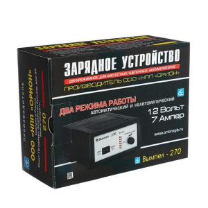 Зарядное устройство АКБ "Вымпел-270", 0.6-7 А, 12 В, до 100 Ач Зарядное устройство АКБ "Вымпел-270", 0.6-7 А, 12 В, до 100 Ач
