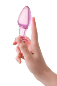 Анальная втулка Sexus Glass, стекло, розовая, 10 см, Ø 4 см Анальная втулка Sexus Glass, стекло, розовая, 10 см, Ø 4 см