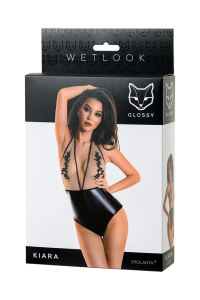 Боди Glossy Kiara из материала Wetlook, черное, S Боди Glossy Kiara из материала Wetlook, черное, S