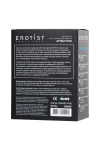 Чехол для мошонки с эрекционным кольцом и вибрацией Attraction Erotist, силикон, чёрный, Ø 2,6 см Чехол для мошонки с эрекционным кольцом и вибрацией Attraction Erotist, силикон, чёрный, Ø 2,6 см
