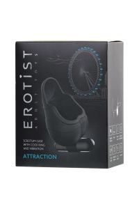 Чехол для мошонки с эрекционным кольцом и вибрацией Attraction Erotist, силикон, чёрный, Ø 2,6 см Чехол для мошонки с эрекционным кольцом и вибрацией Attraction Erotist, силикон, чёрный, Ø 2,6 см