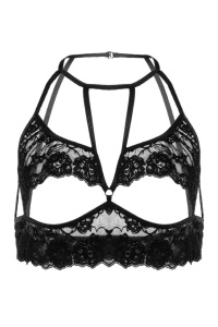 Эротический бралетт Erolanta Ellen кружевной с открытым нижним кливиджем, черный (50-52) Эротический бралетт Erolanta Ellen кружевной с открытым нижним кливиджем, черный (50-52)