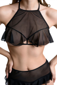 Эротический бралетт Erolanta Karen с открытой грудью, черный (42-44) Эротический бралетт Erolanta Karen с открытой грудью, черный (42-44)