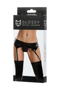 Комплект Glossy из материала Wetlook (пояс с пажами для чулок и трусики), черный, M Комплект Glossy из материала Wetlook (пояс с пажами для чулок и трусики), черный, M