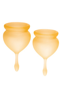 Менструальная чаша Satisfyer Feel Good, 2 шт в наборе, Силикон, Оранжевый Менструальная чаша Satisfyer Feel Good, 2 шт в наборе, Силикон, Оранжевый