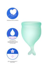 Менструальная чаша Satisfyer Feel Secure, 2 шт в наборе, Силикон, Зеленый Менструальная чаша Satisfyer Feel Secure, 2 шт в наборе, Силикон, Зеленый
