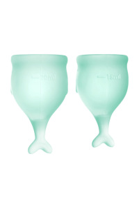 Менструальная чаша Satisfyer Feel Secure, 2 шт в наборе, Силикон, Зеленый Менструальная чаша Satisfyer Feel Secure, 2 шт в наборе, Силикон, Зеленый