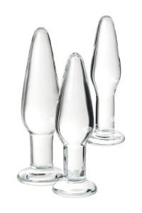 Набор анальных втулок Sexus Glass, стекло, прозрачный, 14/12,5/12 см, Ø 4/3,5/3 см Набор анальных втулок Sexus Glass, стекло, прозрачный, 14/12,5/12 см, Ø 4/3,5/3 см