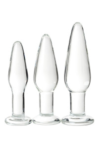 Набор анальных втулок Sexus Glass, стекло, прозрачный, 14/12,5/12 см, Ø 4/3,5/3 см Набор анальных втулок Sexus Glass, стекло, прозрачный, 14/12,5/12 см, Ø 4/3,5/3 см