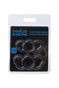 Набор эрекционных колец Sexus Men ELEPHANT RINGS, силикон, чёрный Набор эрекционных колец Sexus Men ELEPHANT RINGS, силикон, чёрный