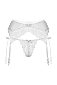 Пояс для чулок и стринги кружевные SoftLine Collection, белый, M/L Пояс для чулок и стринги кружевные SoftLine Collection, белый, M/L