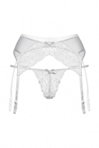 Пояс для чулок и стринги кружевные SoftLine Collection, белый, S/M Пояс для чулок и стринги кружевные SoftLine Collection, белый, S/M
