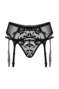 Пояс для чулок и стринги кружевные SoftLine Collection, черный, M/L Пояс для чулок и стринги кружевные SoftLine Collection, черный, M/L