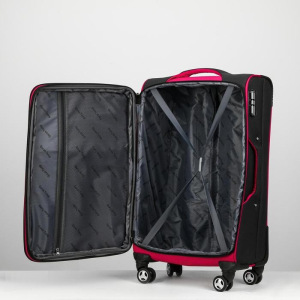 Чемодан средний, 24", отдел на молнии, наружный карман, 4 колеса, цвет серый/розовый Чемодан средний, 24", отдел на молнии, наружный карман, 4 колеса, цвет серый/розовый