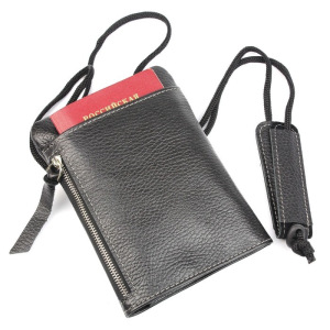 Кошелек-турконверт, ремешок на шею, чёрный флотер Кошелек-турконверт, ремешок на шею, чёрный флотер