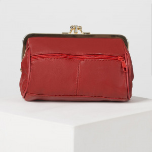 Косметичка-фермуар, 2 отдела на рамке, наружный карман, цвет красный Косметичка-фермуар, 2 отдела на рамке, наружный карман, цвет красный