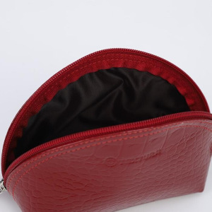 Косметичка простая на молнии, 1 отдел, кайман, цвет красный Косметичка простая на молнии, 1 отдел, кайман, цвет красный