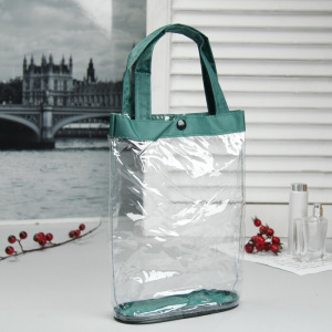 Косметичка ПВХ, отдел на кнопке, 2 ручки, цвет зелёный Косметичка ПВХ, отдел на кнопке, 2 ручки, цвет зелёный