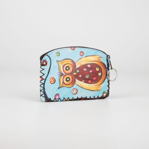 Монетница-брелок, отдел на молнии, цвет голубой, «Сова» Монетница-брелок, отдел на молнии, цвет голубой, «Сова»