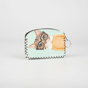 Монетница-брелок, отдел на молнии, цвет зелёный, «Кот в очках» Монетница-брелок, отдел на молнии, цвет зелёный, «Кот в очках»