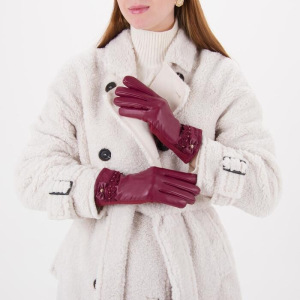 Перчатки женские безразмерные, комбинированные, с утеплителем, для сенсорных экранов, цвет бордовый Перчатки женские безразмерные, комбинированные, с утеплителем, для сенсорных экранов, цвет бордовый