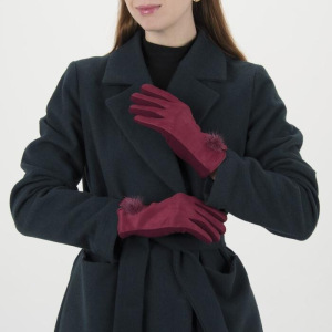 Перчатки женские безразмерные, с утеплителем, для сенсорных экранов, цвет бордовый Перчатки женские безразмерные, с утеплителем, для сенсорных экранов, цвет бордовый