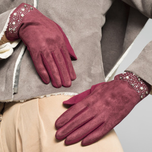 Перчатки женские безразмерные, с утеплителем, для сенсорных экранов, цвет бордовый Перчатки женские безразмерные, с утеплителем, для сенсорных экранов, цвет бордовый