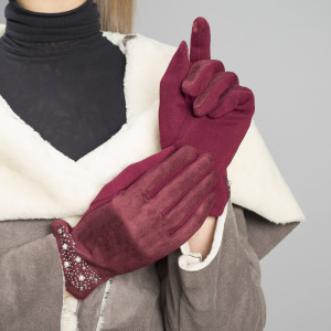 Перчатки женские безразмерные, с утеплителем, для сенсорных экранов, цвет бордовый Перчатки женские безразмерные, с утеплителем, для сенсорных экранов, цвет бордовый