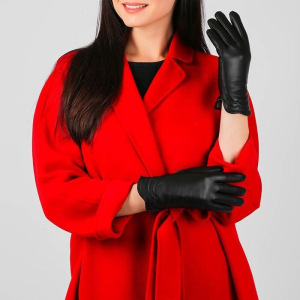 Перчатки женские натуральная кожа (Размер 7.5) черный, Touchscreen Перчатки женские натуральная кожа (Размер 7.5) черный, Touchscreen