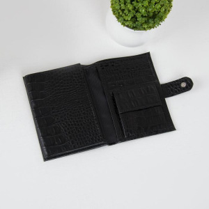 Портмоне 3 в1, отдел для купюр, для карт, для монет, отдел для автодокументов+паспорта, цвет крокодил чёрный Портмоне 3 в1, отдел для купюр, для карт, для монет, отдел для автодокументов+паспорта, цвет крокодил чёрный